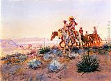Charles Marion Russell Canvas Paintings - Mexican Buffalo Hunters